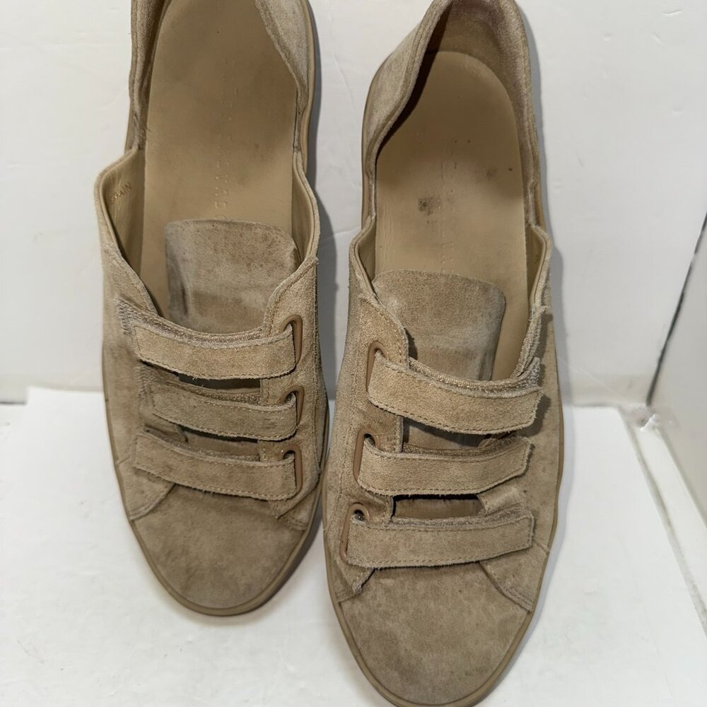 Freda Salvador Beige Suede Triple-Strap Sneakers